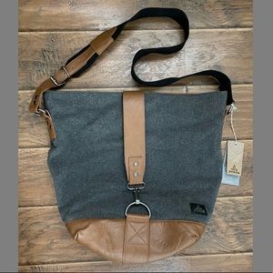 COPY - Prana Large Satchel Crossbody Unisex Bag Grey Brown Adjustable Strap